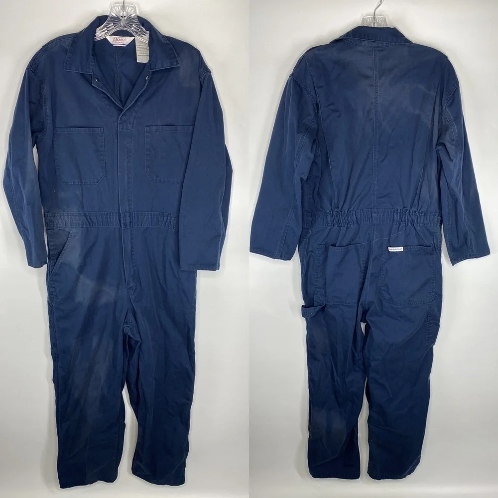 WALLS Navy Blue Coveralls Medium Short Hipster Mechanic Workwear